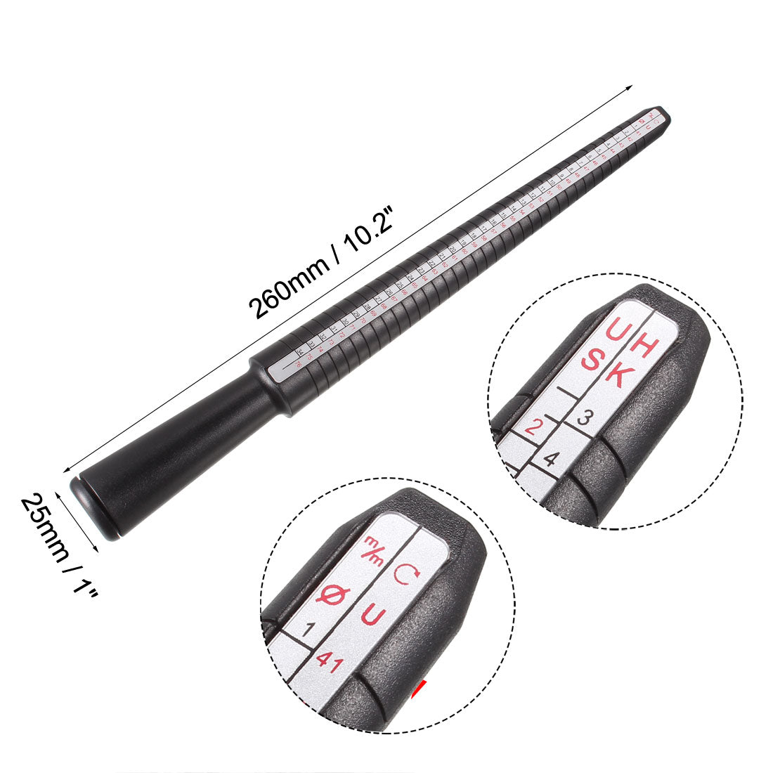 Harfington Ring Sizer Mandrel Kit 4 Sizes Finger Measuring Stick Ruler Gauge Plastic Measurement Tool Purple Black 1 Set