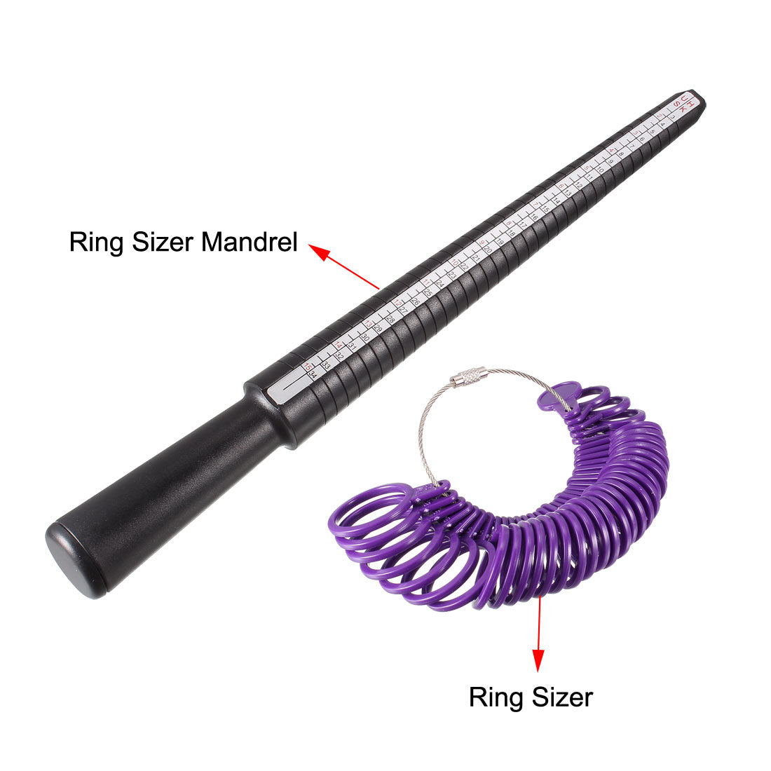 Harfington Ring Sizer Mandrel Kit 4 Sizes Finger Measuring Stick Ruler Gauge Plastic Measurement Tool Purple Black 1 Set