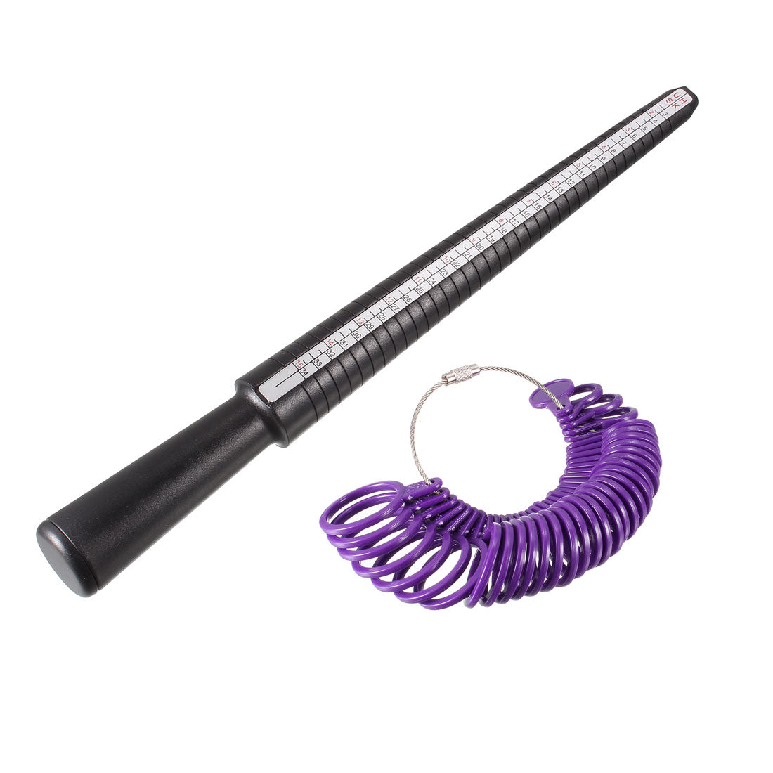 Harfington Ring Sizer Mandrel Kit 4 Sizes Finger Measuring Stick Ruler Gauge Plastic Measurement Tool Purple Black 1 Set