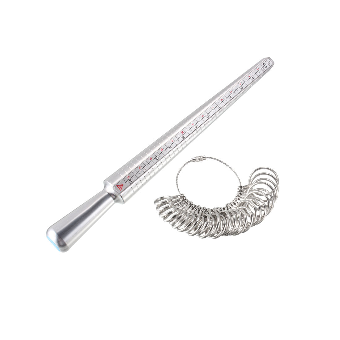 Harfington Ring Sizer Mandrel Kit 3 Sizes Finger Measuring Stick Ruler Gauge  Aluminum Zinc Alloy Measurement Tool Silver Tone 1 Set