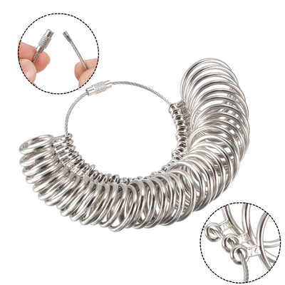 Harfington Finger Ring Sizer Gauge Set EU 41-76 Circle Models Zinc Alloy Measuring Tool