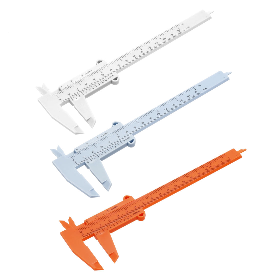 Harfington Vernier Caliper 150mm 6 Inch Metric Plastic Measuring Tool for Precision Measurements Outside Inside Depth White Blue Orange 1 Set