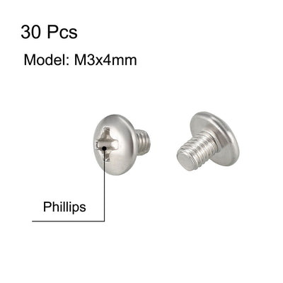 Harfington Machine Screws, Phillips Truss Head 304 Steel, Fasteners Bolt