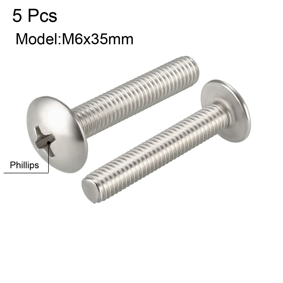 Harfington Machine Screws, Phillips Truss Head Screw, 304 Stainless Steel, Fasteners Bolts 5Pcs