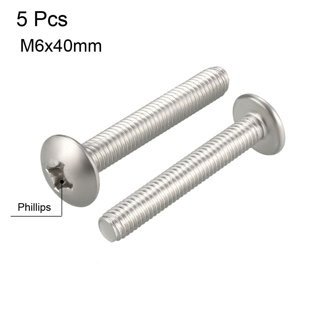 Harfington Machine Screws, Phillips Truss Head Screw, 304 Stainless Steel, Fasteners Bolts 5Pcs