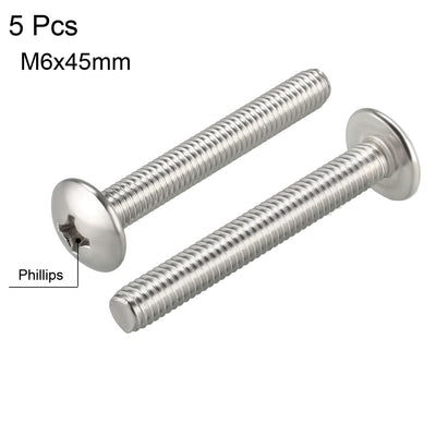 Harfington Machine Screws, Phillips Truss Head Screw, 304 Stainless Steel, Fasteners Bolts 5Pcs
