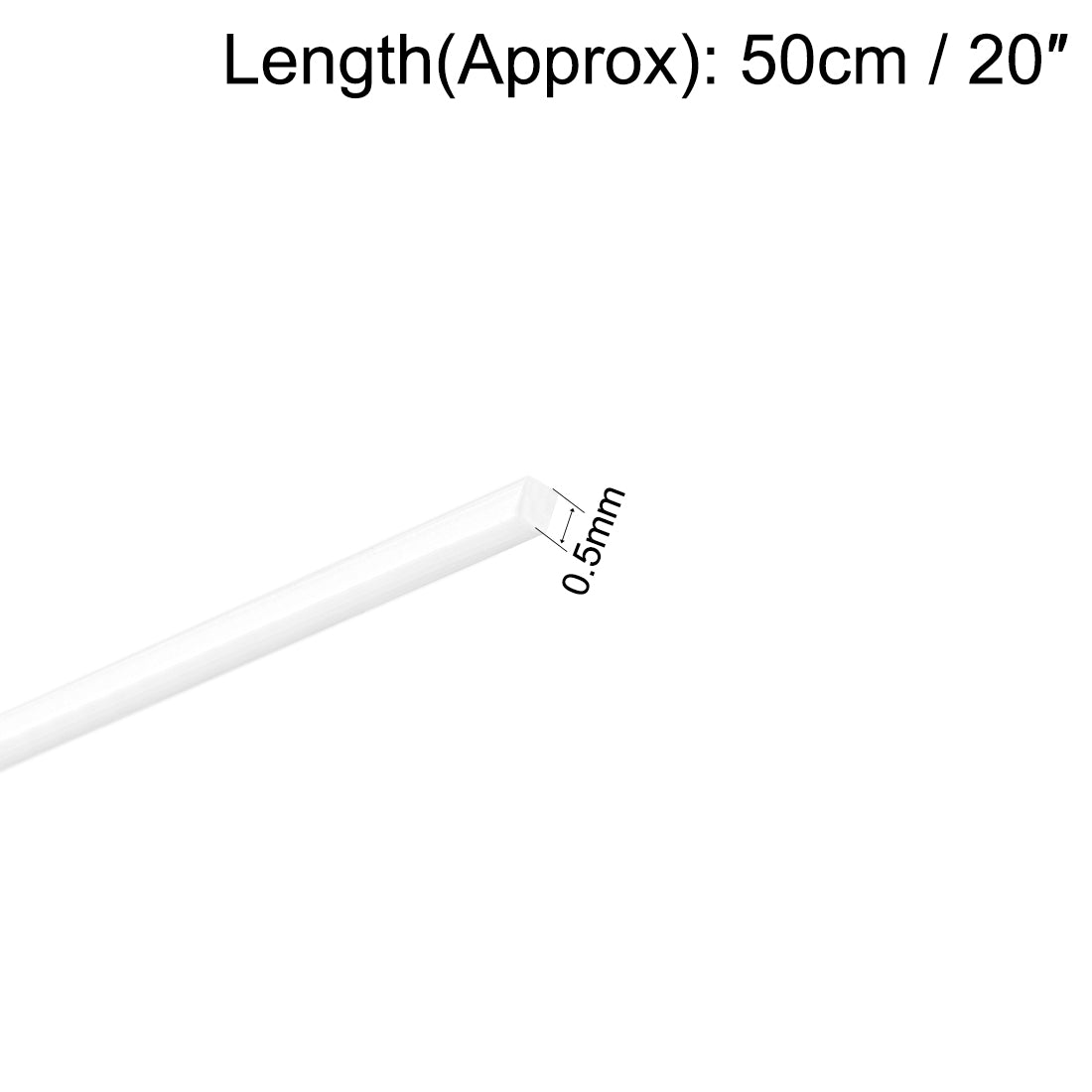 Harfington 0.5mm×0.5mm×20" ABS Plastic Square Bars Rod for Architectural Model Making 8pcs