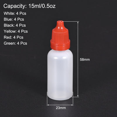 Harfington 15ml/0.5 oz Empty Squeezable Dropper Bottle 24pcs
