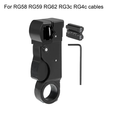 Harfington Rotary Coax Coaxial Cable Stripper Cutter Tool for RG58 RG59 RG62 RG3c RG4c, 3-Blades Model 2pcs