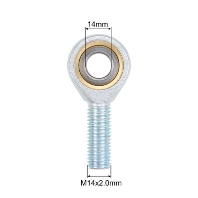 Harfington 14mm Rod End Bearing M14x2.0mm Rod Ends Ball Joint Male Right Hand Thread 2pcs