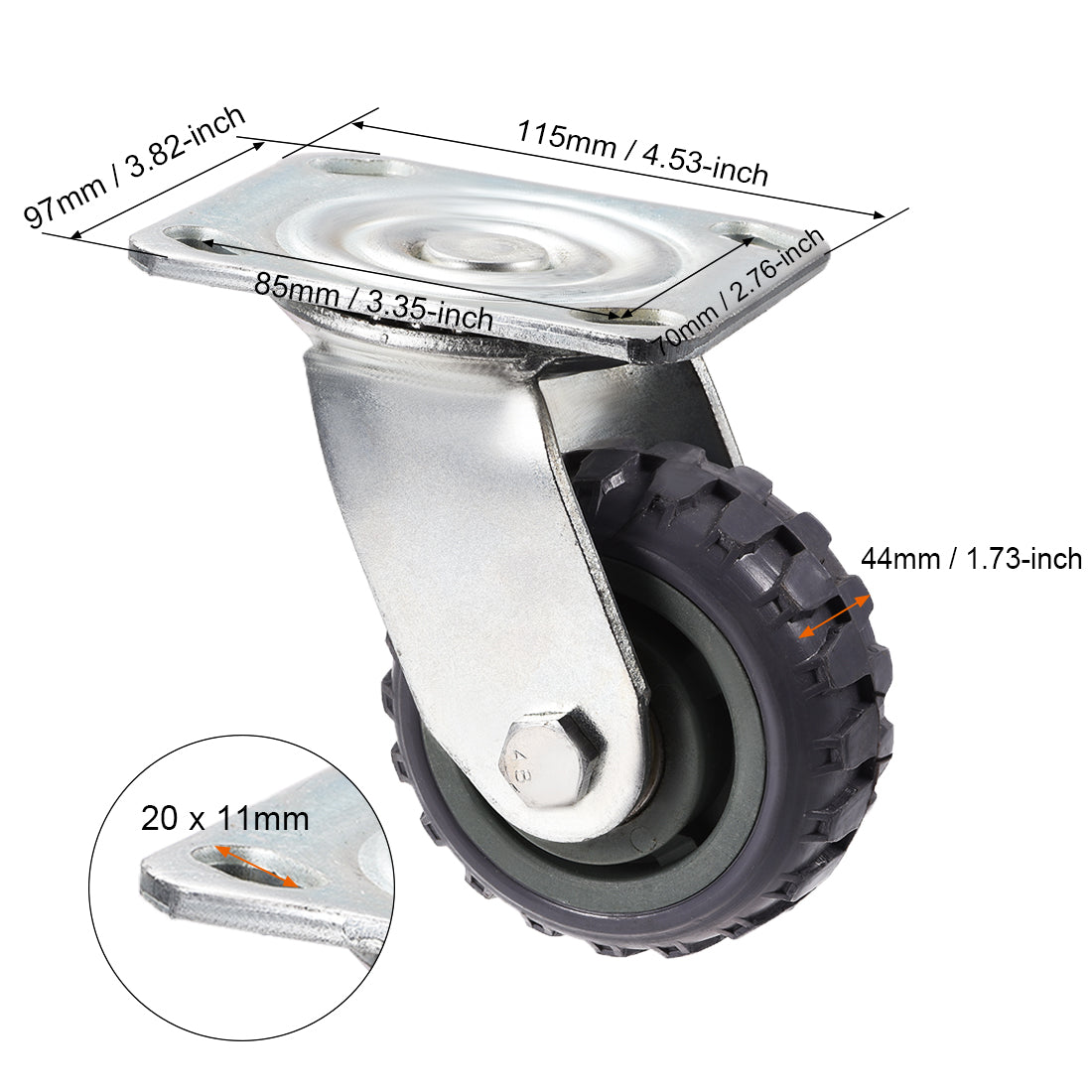 Harfington Swivel Caster Wheels 4 inch Dia PVC Caster Top Plate Gray Wheel with Brake 350lb Capacity