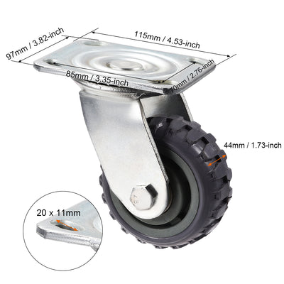 Harfington Swivel Caster Wheels 4 inch Dia PVC Caster Top Plate Gray Wheel with Brake 350lb Capacity