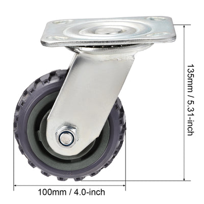 Harfington Swivel Caster Wheels 4 inch Dia PVC Caster Top Plate Gray Wheel with Brake 350lb Capacity