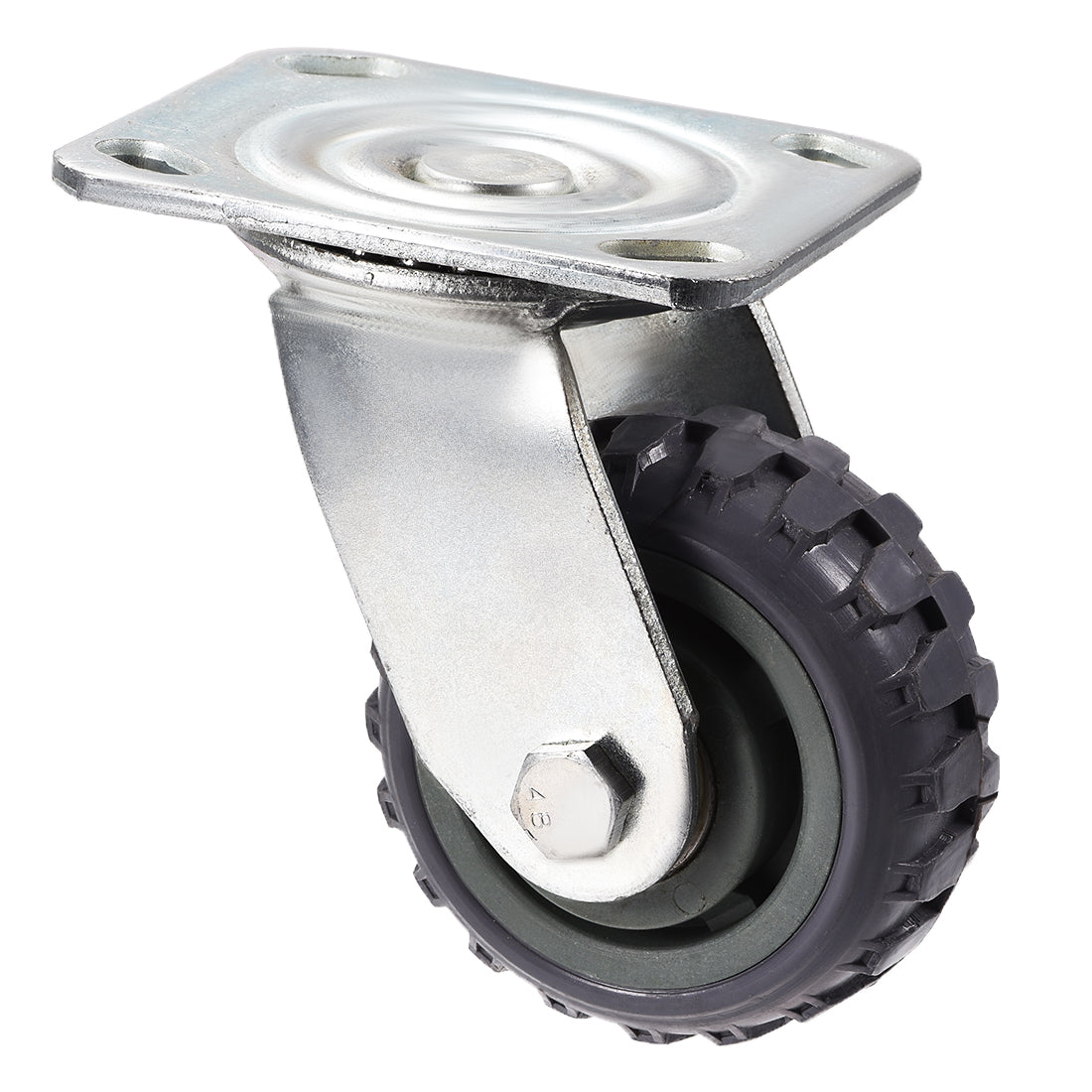 Harfington Swivel Caster Wheels 4 inch Dia PVC Caster Top Plate Gray Wheel with Brake 350lb Capacity