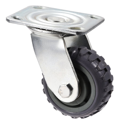 Harfington Swivel Caster Wheels 4 inch Dia PVC Caster Top Plate Gray Wheel with Brake 350lb Capacity