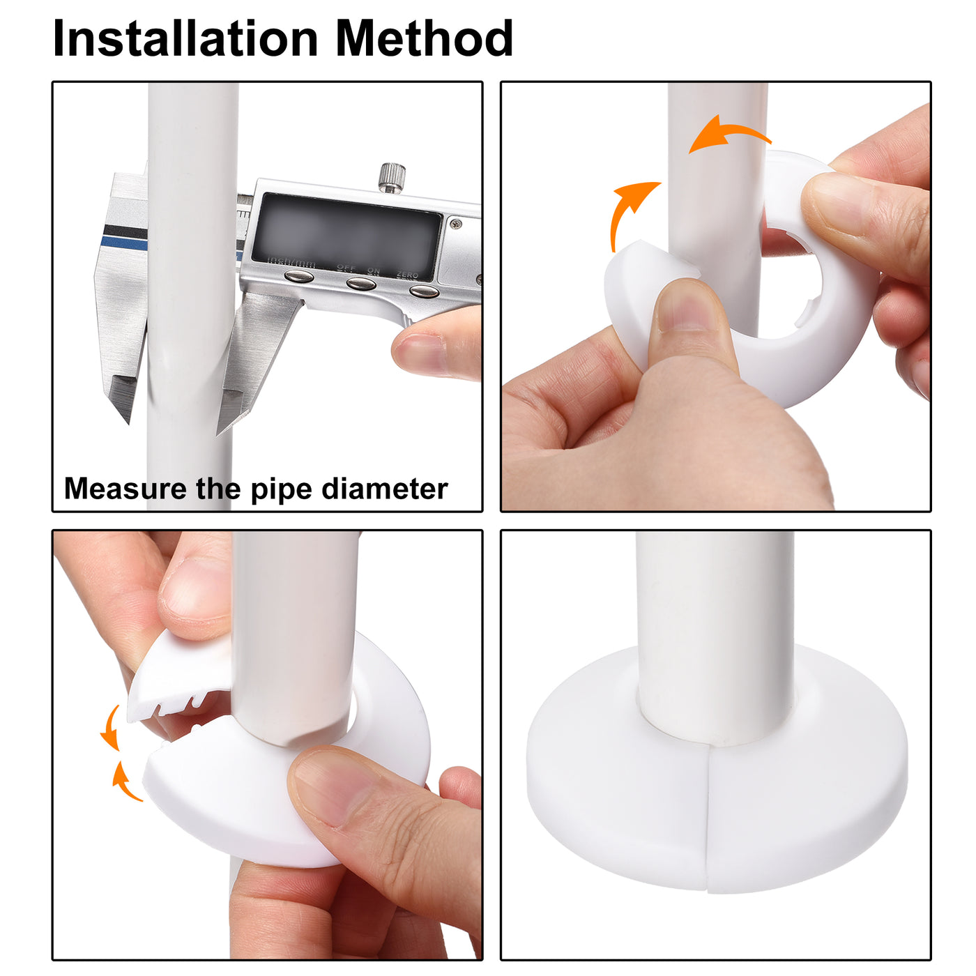 Harfington 16mm Pipe Cover Decoration PP Plastic Water Pipe Escutcheon White 8pcs