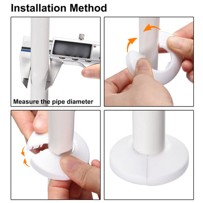 Harfington 16mm Pipe Cover Decoration PP Plastic Water Pipe Escutcheon White 8pcs