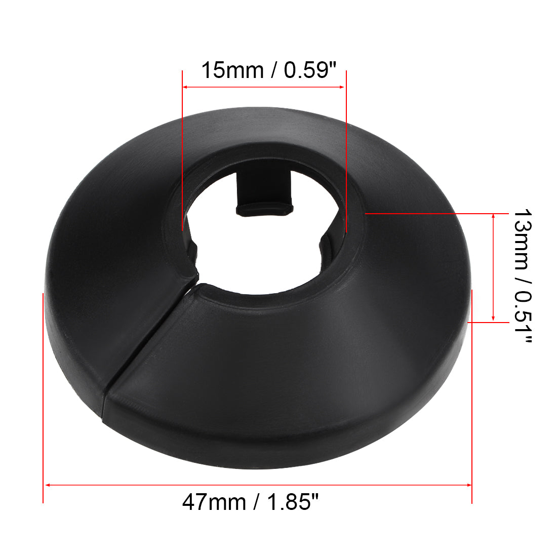 Harfington 15mm Pipe Cover Decoration PP Plastic Water Pipe Escutcheon Black 6pcs