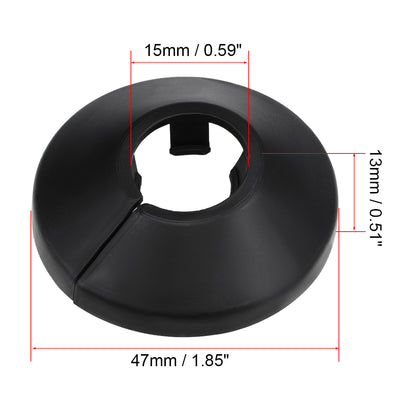Harfington 15mm Pipe Cover Decoration PP Plastic Water Pipe Escutcheon Black 6pcs