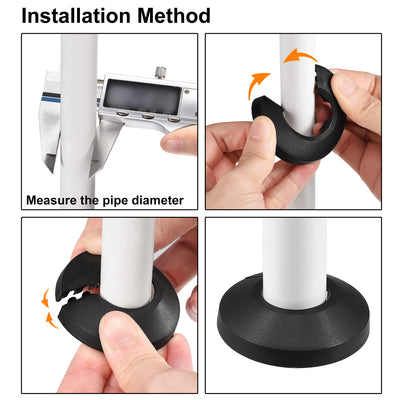 Harfington 15mm Pipe Cover Decoration PP Plastic Water Pipe Escutcheon Black 6pcs