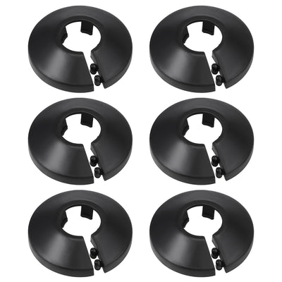 Harfington 15mm Pipe Cover Decoration PP Plastic Water Pipe Escutcheon Black 6pcs