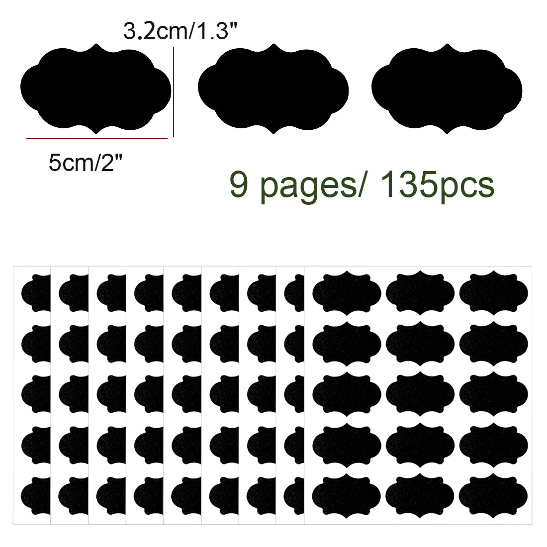 Harfington 135pcs Chalkboard Labels Water-resistant Reusable Blackboard Storage Stickers