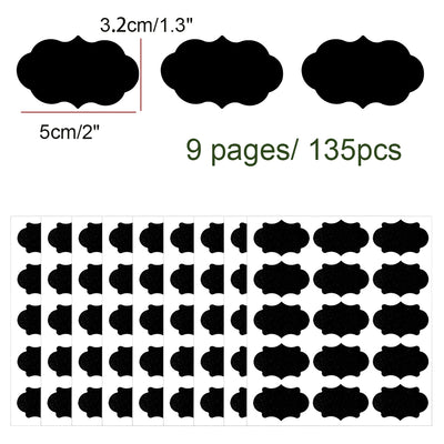 Harfington 135pcs Chalkboard Labels Water-resistant Reusable Blackboard Storage Stickers