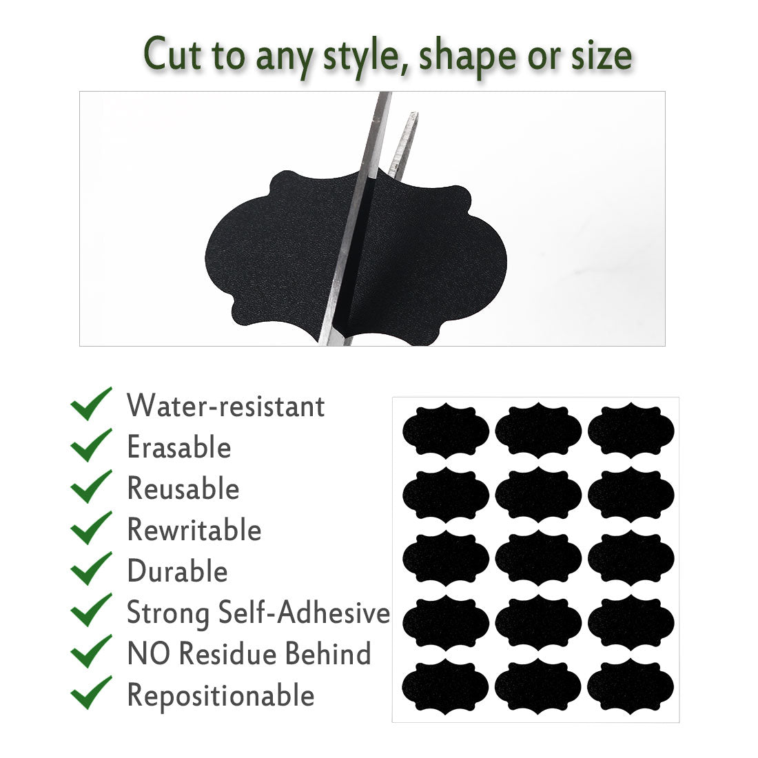 Harfington 135pcs Chalkboard Labels Water-resistant Reusable Blackboard Storage Stickers