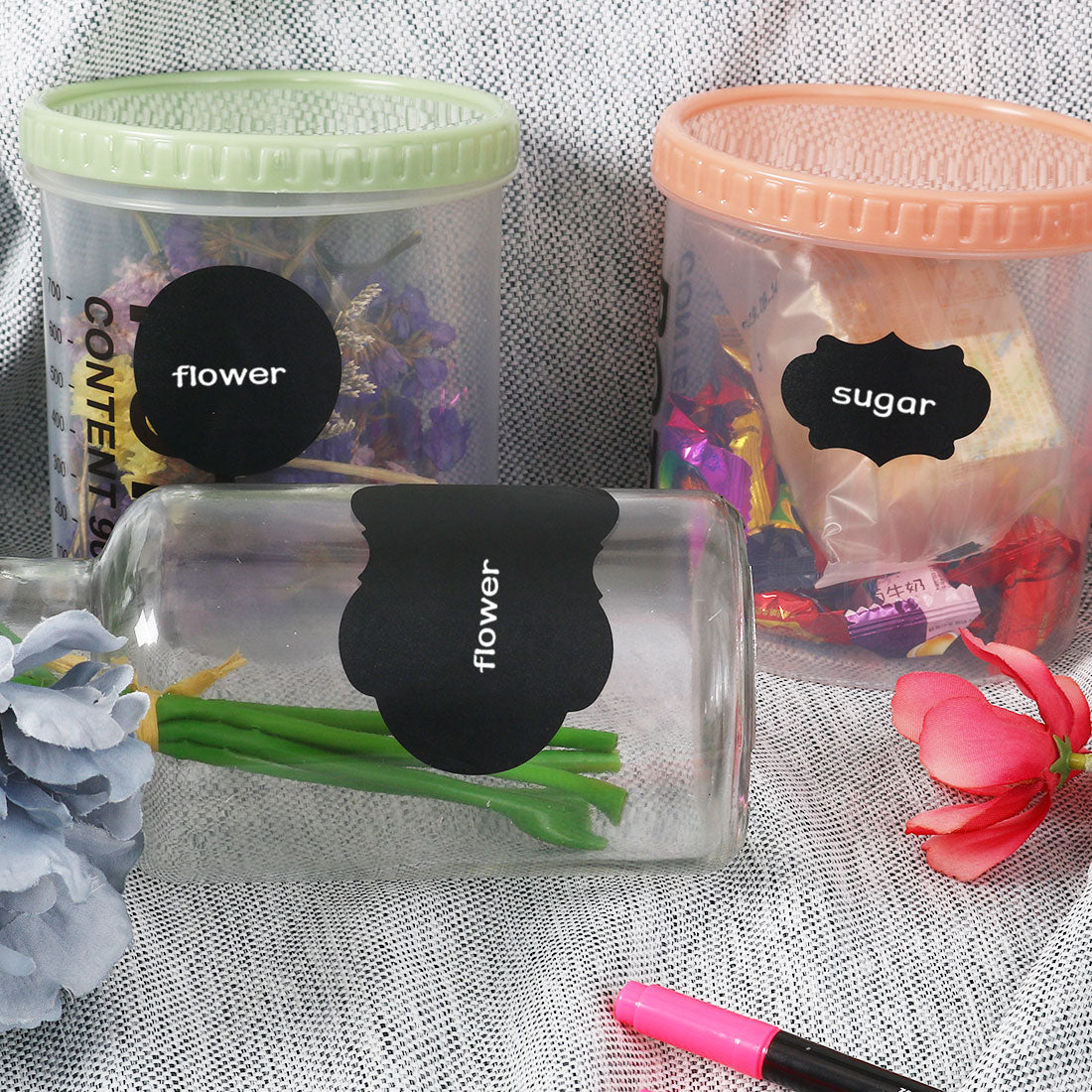 Harfington 135pcs Chalkboard Labels Water-resistant Reusable Blackboard Storage Stickers