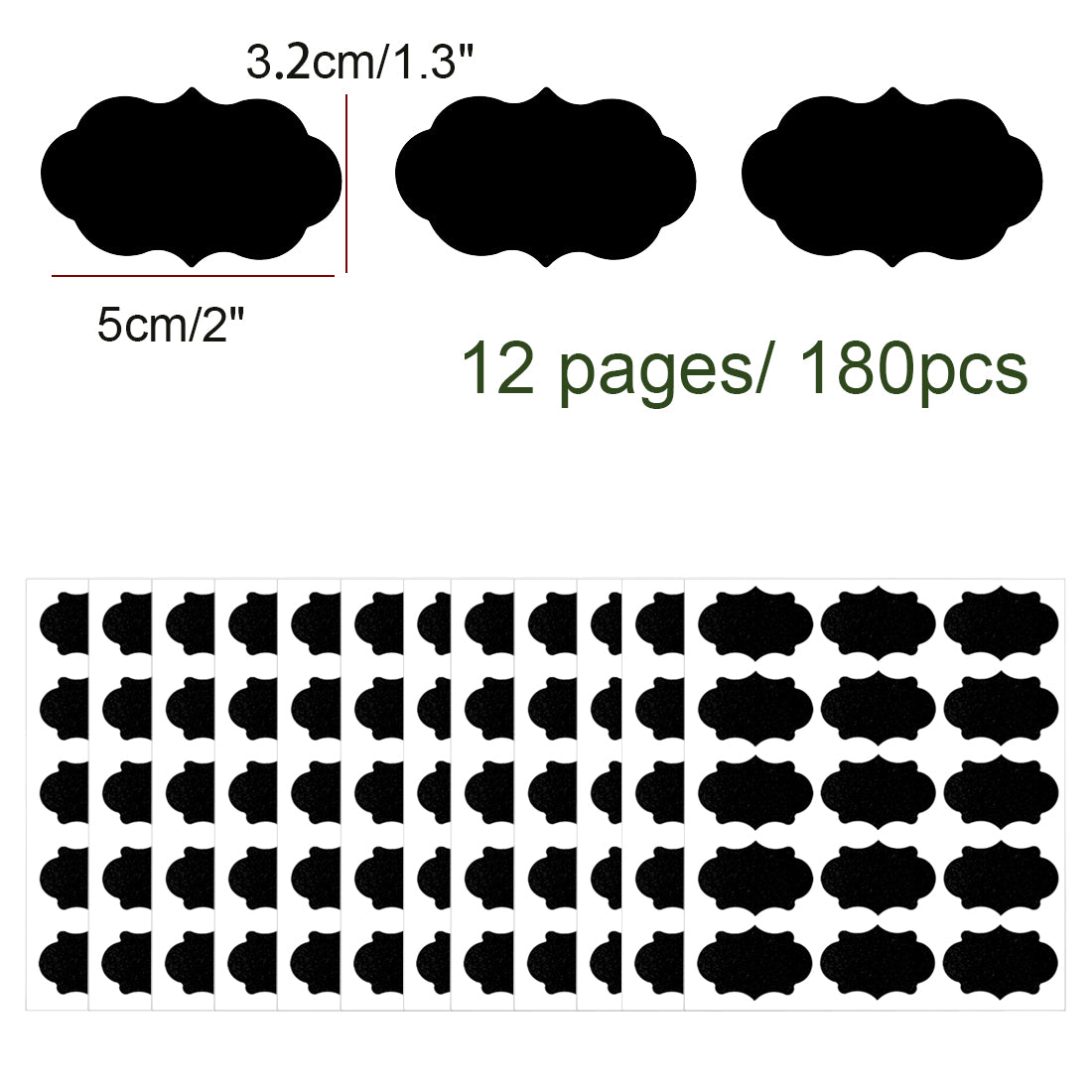 Harfington 180pcs Chalkboard Labels Water-resistant Reusable Blackboard Storage Stickers