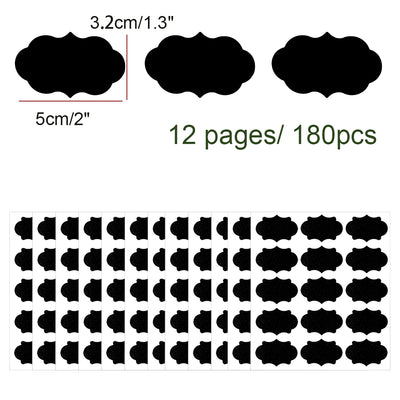 Harfington 180pcs Chalkboard Labels Water-resistant Reusable Blackboard Storage Stickers