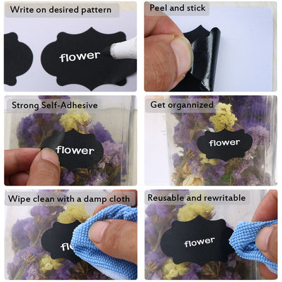 Harfington 180pcs Chalkboard Labels Water-resistant Reusable Blackboard Storage Stickers