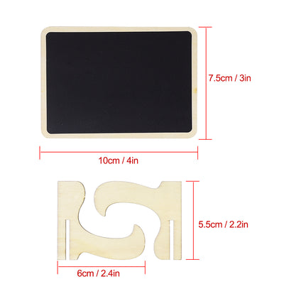 Harfington 12pcs Wood Mini Chalkboard Signs Tags with Base Stand for Message Board Sign