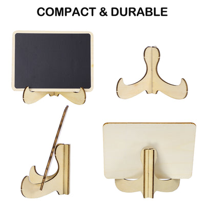 Harfington 12pcs Wood Mini Chalkboard Signs Tags with Base Stand for Message Board Sign