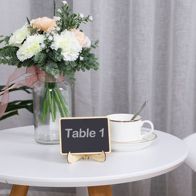 Harfington 12pcs Wood Mini Chalkboard Signs Tags with Base Stand for Message Board Sign