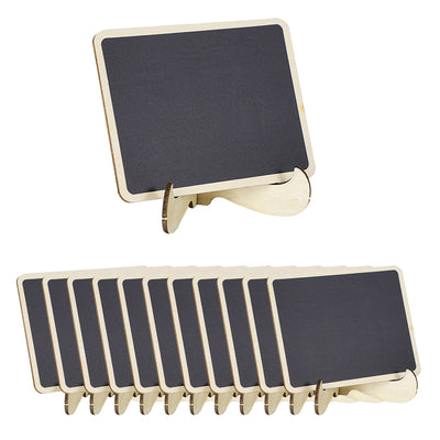 Harfington 12pcs Wood Mini Chalkboard Signs Tags with Base Stand for Message Board Sign