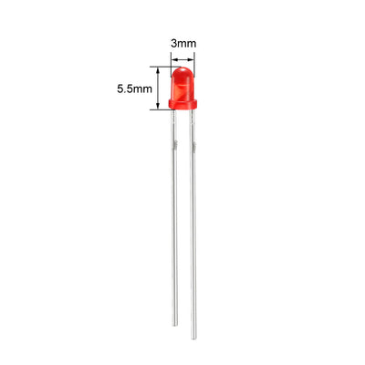 Harfington 160pcs 3mm Red Lights Diodes DC 1.8-2V Bulb Lamps Light Emitting Diode