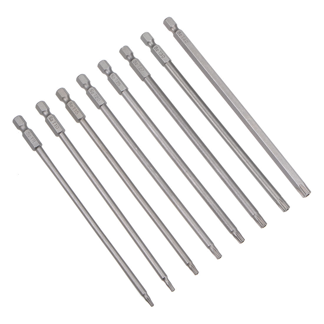 Harfington 8pcs Torx Bits Set 1/4 Inch Hex Shank T8-T40 Magnetic 150mm Length Security Tamper Proof Star 6 Point S2 Screwdriver Kit Tools
