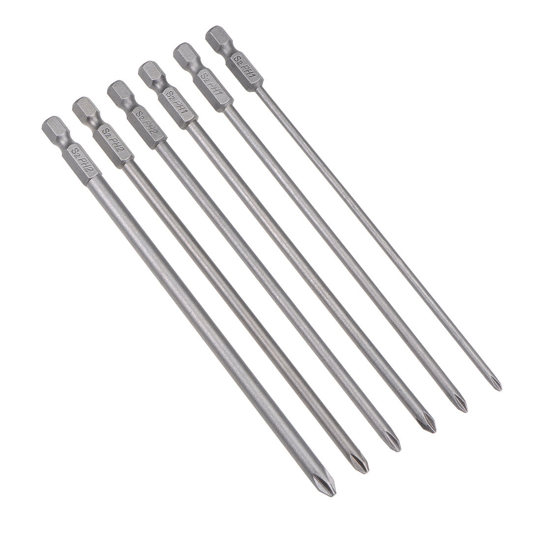 Harfington Phillips Bits Set 6pcs 1/4 Inch Hex Shank 3PH1-6PH2 Magnetic Cross Screwdriver Bit Set 150mm Length S2 Screw Driver Kit Tools