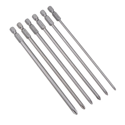 Harfington Phillips Bits Set 6pcs 1/4 Inch Hex Shank 3PH1-6PH2 Magnetic Cross Screwdriver Bit Set 150mm Length S2 Screw Driver Kit Tools