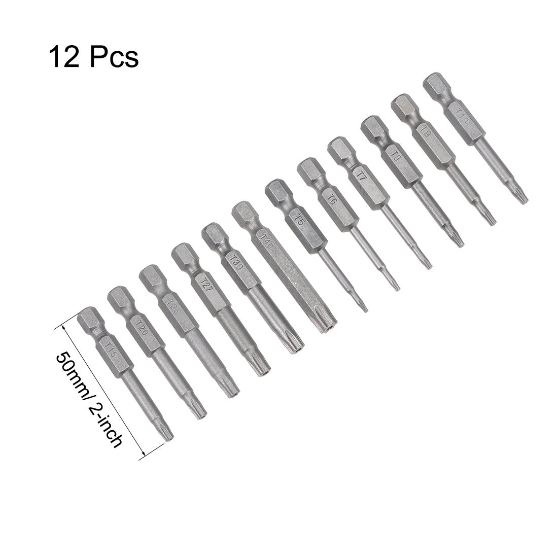 Harfington 12pcs Torx Bits Set 1/4 Inch Hex Shank T5-T40 Magnetic 50mm Length Security Tamper Proof Star 6 Point Screwdriver Kit Tools