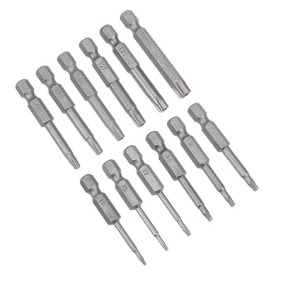 Harfington 12pcs Torx Bits Set 1/4 Inch Hex Shank T5-T40 Magnetic 50mm Length Security Tamper Proof Star 6 Point Screwdriver Kit Tools