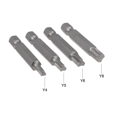 Harfington Screwdriver Bits Set 4pcs 1/4 Inch Hex Shank Y4 Y5 Y6 Y8 Magnetic Screwdriver Bit Set 50mm Length S2 Screw Driver Kit Tools