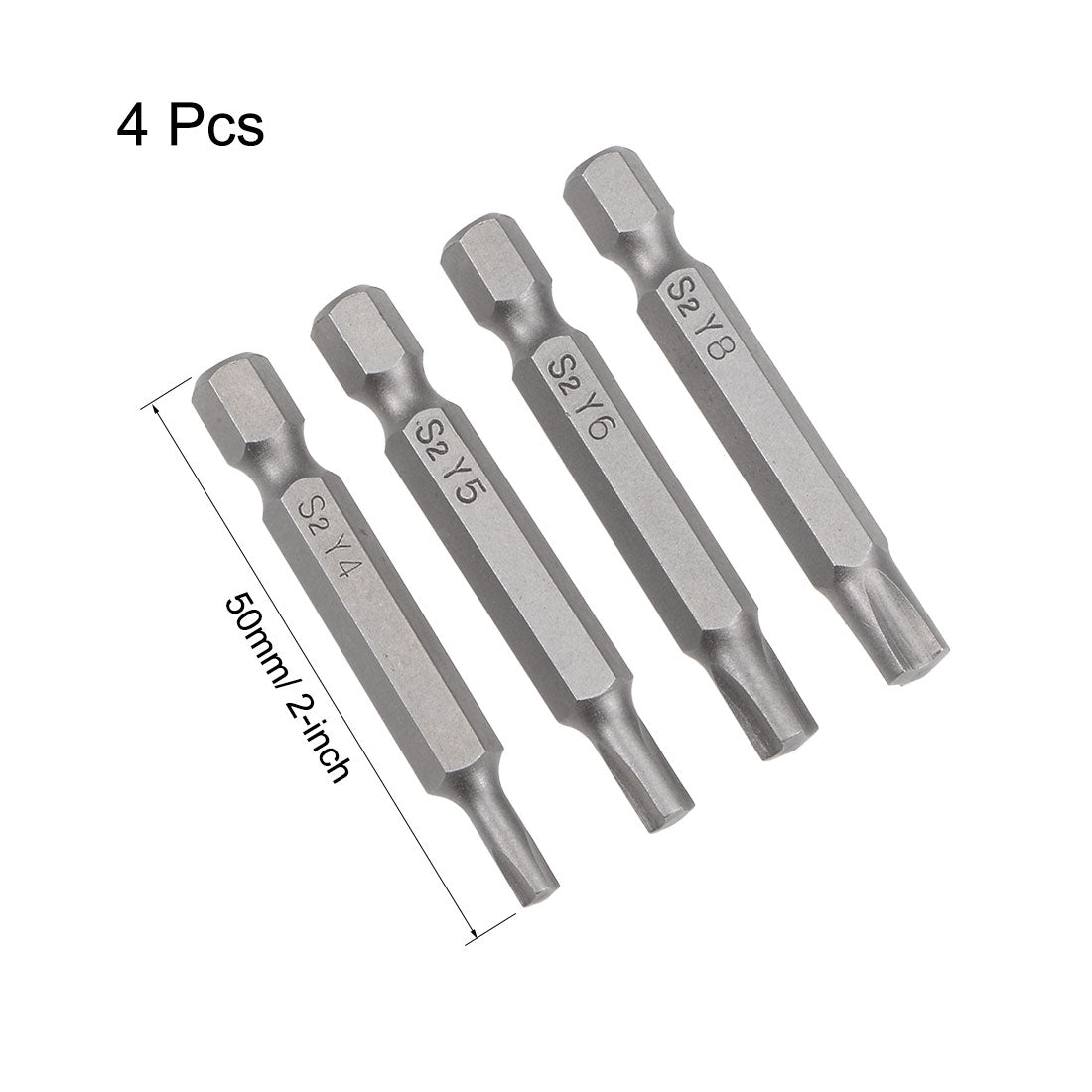 Harfington Screwdriver Bits Set 4pcs 1/4 Inch Hex Shank Y4 Y5 Y6 Y8 Magnetic Screwdriver Bit Set 50mm Length S2 Screw Driver Kit Tools