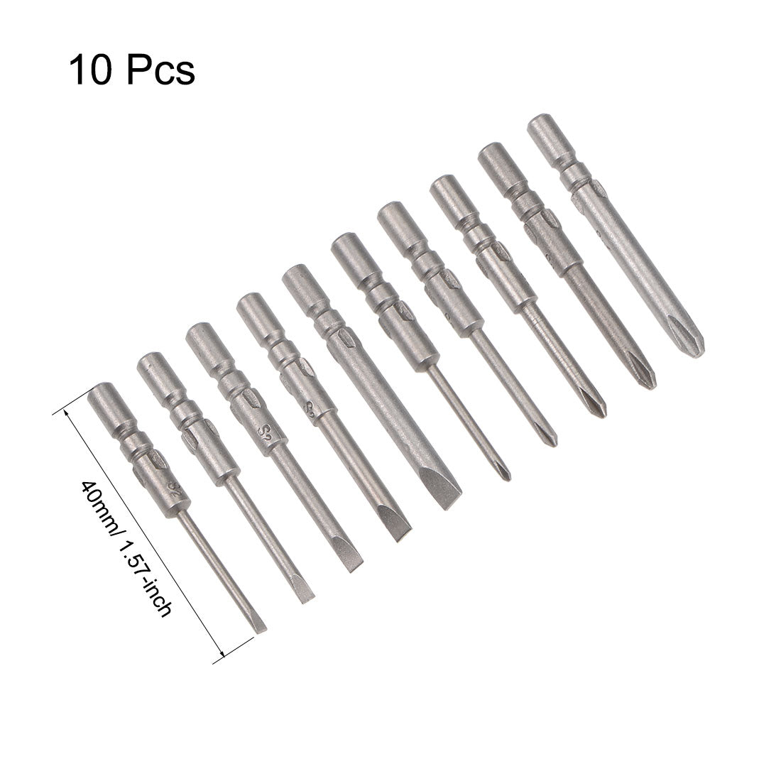 Harfington Screwdriver Bits Set 10pcs 4mm Round Shank Magnetic Phillips Slotted Screwdriver Bit 40mm Length S2 Screw Driver Kit Tools