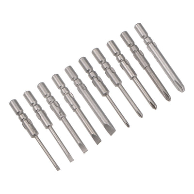 Harfington Screwdriver Bits Set 10pcs 4mm Round Shank Magnetic Phillips Slotted Screwdriver Bit 40mm Length S2 Screw Driver Kit Tools