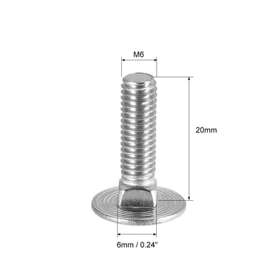 Harfington Carriage Bolts, Neck Carriage Bolt, Round Head, Square Neck, 304 Stainless Steel M6x20mm 20pcs