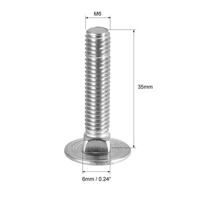 Harfington Carriage Bolts, Neck Carriage Bolt, Round Head, Square Neck, 304 Stainless Steel M6x35mm 5pcs