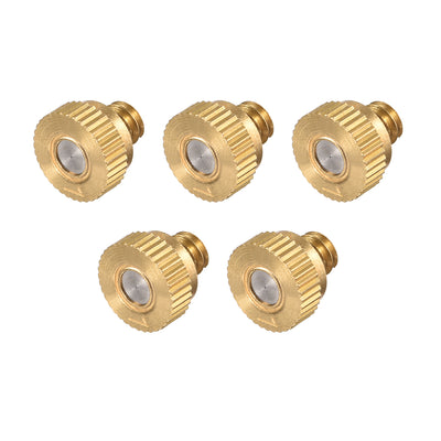 Harfington Brass Misting Nozzle - 10/24 UNC 0.1mm Orifice Dia Replacement Heads for Outdoor Cooling System - 5 Pcs