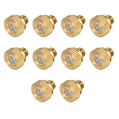 Harfington Brass Misting Nozzle - 10/24 UNC 0.1mm Orifice Dia Replacement Heads for Outdoor Cooling System - 10 Pcs
